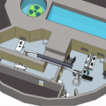 Wizualizacja stanowiska do napromieniań przy kanale poziomym H2 w reaktorze MARIA
