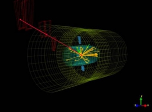 A proton-collision event recorded by the CMS detector (CMS/Open Data Portal)
