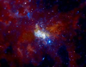 Zdjęcie otoczenia Sagittariusa A* wykonane przez teleskop kosmiczny Chandra, pracujący w zakresie promieni rentgenowskich. Credit: NASA/CXC/MIT/F. Baganoff, R. Shcherbakov et al.