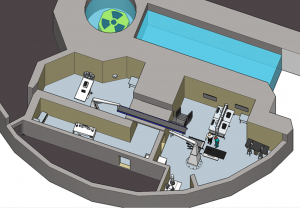Wizualizacja stanowiska do napromieniań przy kanale poziomym H2 w reaktorze MARIA