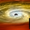 Wizja artystyczna i zdjęcie rentgenowskie galaktyki MRK 1216 typu "red nugget". Źródło: X-ray: NASA/CXC/MTA-Eötvös University/N. Werner et al., Ilustracja: NASA/CXC/M. Weiss