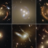 Przykłady silnych soczewek grawitacyjnych sfotografowanych przez teleskop Hubble'a. W lewym dolnym roku wyraźny pierścień Einsteina. (Źródła: Hubble/NASA/ESA)