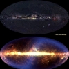 Dwa zdjęcia Drogi Mlecznej: w pasmie widzialnym i w podczerwieni